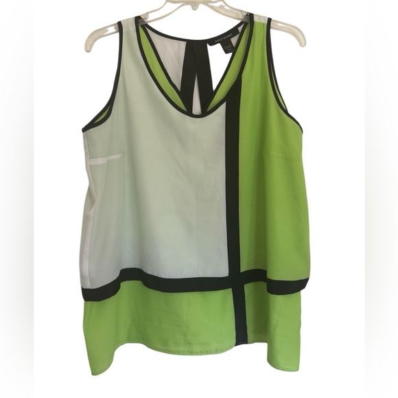 Ashley Stewart Green and White Color Block Sleeveless Top Sz 18/20 - Picture 3 of 7
